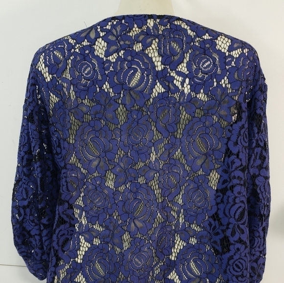 Luna Moon Blue Floral Sheer Blouse - Picture 2 of 4